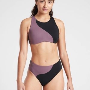 NWT Athleta Asym Colorblock High Neck Bikini